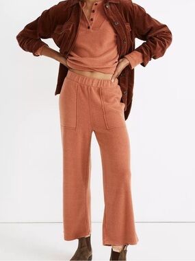 Madewell MWL Cozybrush Wide Leg Crop Lounge Pants Terracotta Clay Size Small